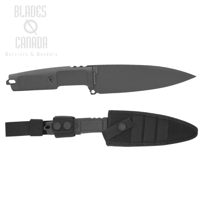 Extrema Ratio Shrapnel One Fixed Blade Knife, N690 Black, Forprene Black, Cordura Sheath